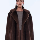 Nova Longline Fur Jacket in Brown Ena Pelly