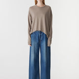 Curved Heritage L/S T-Shirt in Taupe