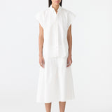 Crushed Cotton Sleeveless Shirt in White