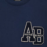Miles Oversized Letterman Sweatshirt in Navy Blue