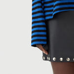Stripe Boxy Heritage L/S Tshirt in Cobalt and Black -  BASSIKE