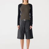 Panelled Rib L/S Baby T- Shirt BASSIKE