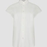 Crushed Cotton Sleeveless Shirt in White