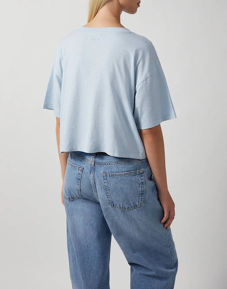 Johnny Cropped Tee Framed Monogramin Pale Blue ANINE BING