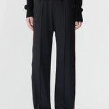 Twill Striped Detail Pant in Black and Argan