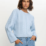 Blue knit with cable detailing by Kivari at clothlifestyle boutique 