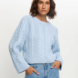 Blue knit with cable detailing by Kivari at clothlifestyle boutique 