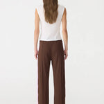 Twill Stripe Detail Pant in Carob and Pale Pink Bassike