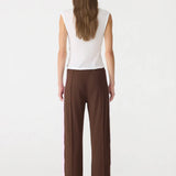 Twill Stripe Detail Pant in Carob and Pale Pink Bassike