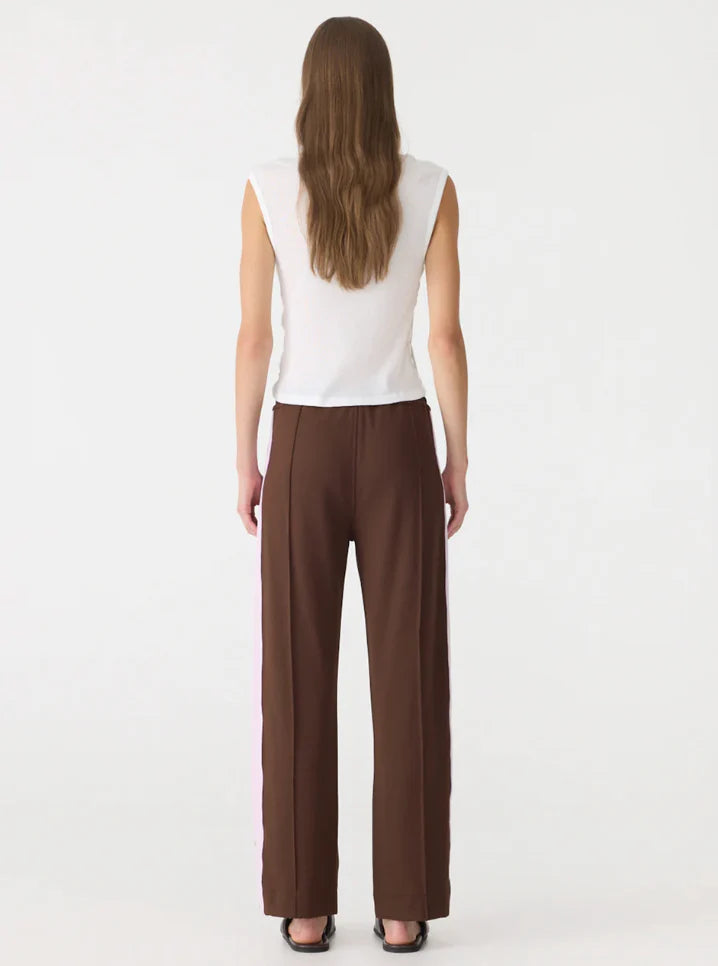 Twill Stripe Detail Pant in Carob and Pale Pink Bassike