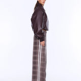 Myla Wide Leg Pant in Burgundy Check