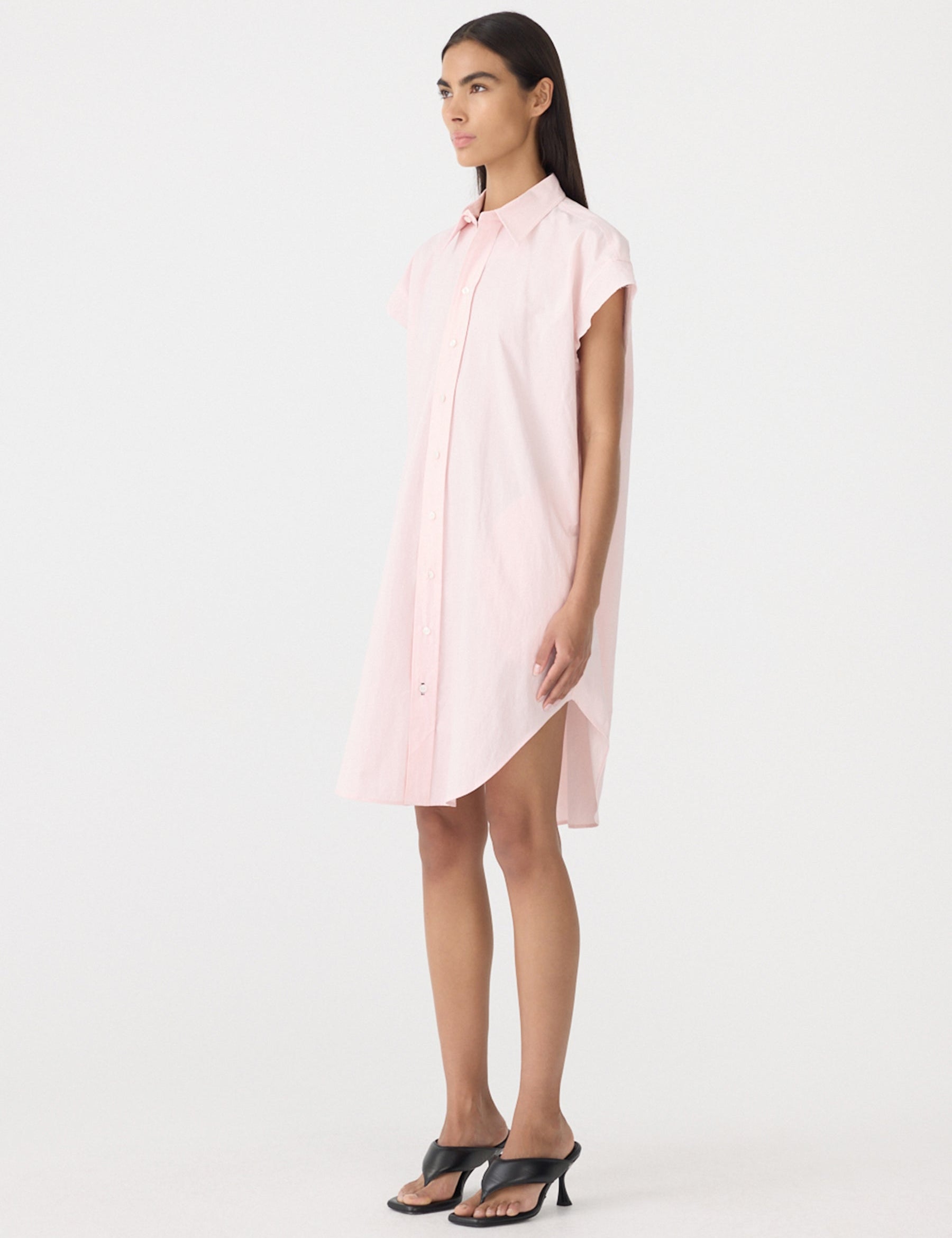 Crushed Cotton Sleeveless Dress in Pink Bassike