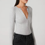 Lara Bodysuit in Grey Marle Bayse Brand