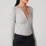 Lara Bodysuit in Grey Marle Bayse Brand