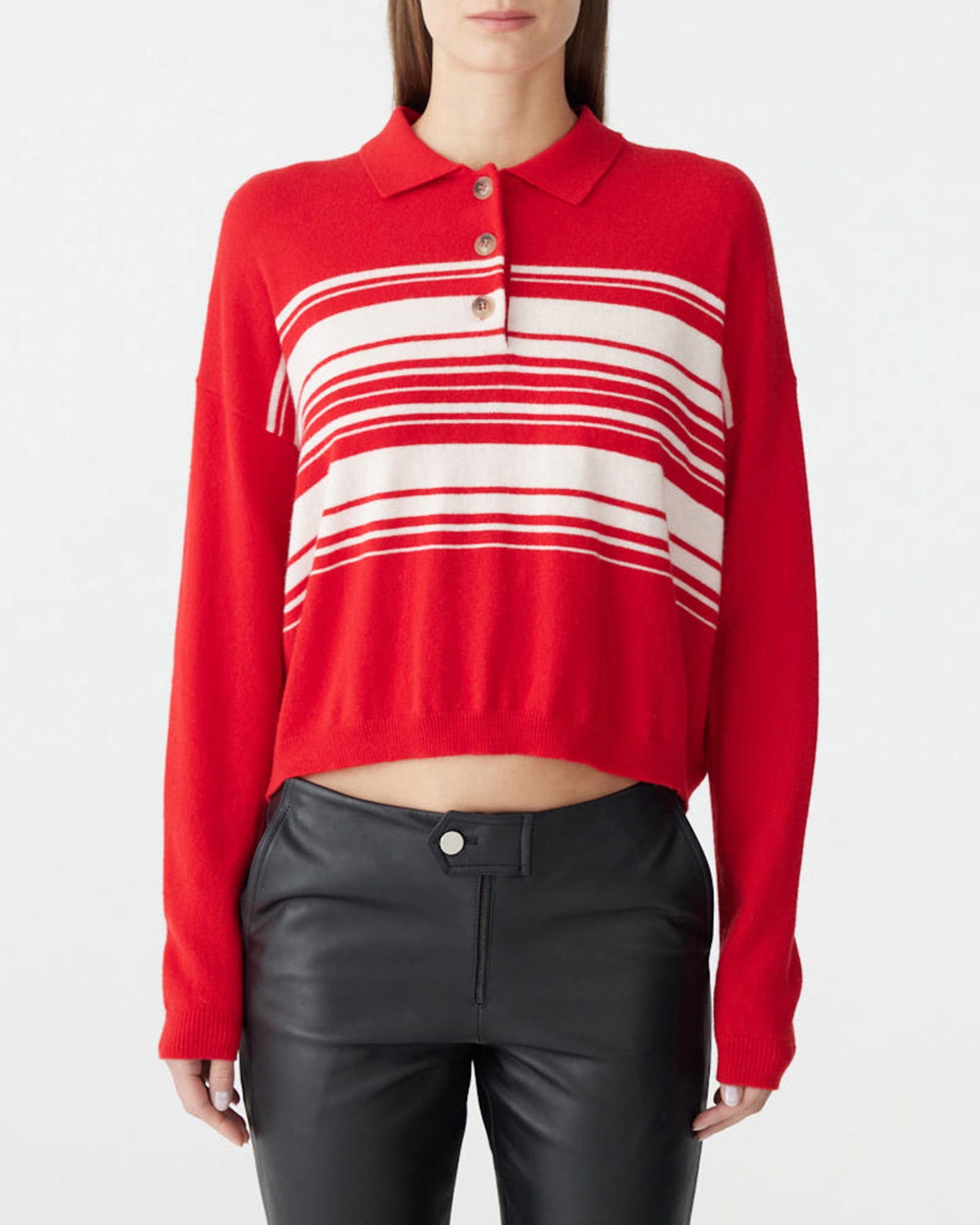 Fine Gauge Wool Cashmere Polo in Red BASSIKE