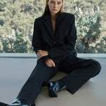 Marcelli Blazer in Black and White Pinkstripe Bec and Bridge