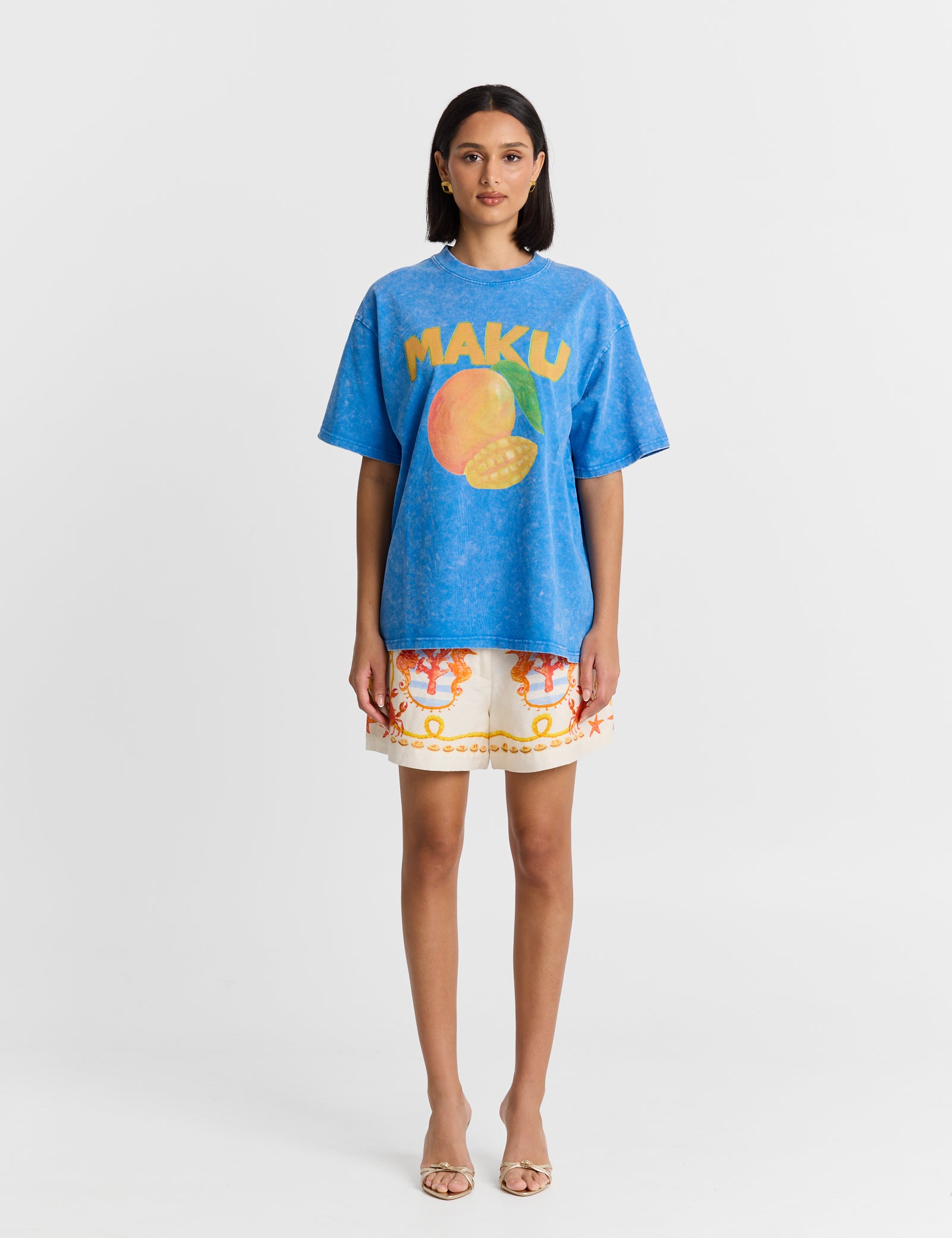 Mango Oversized Tee in Blue Maku