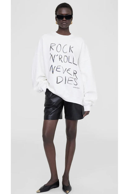 Miles Sweatshirt Rock N Roll in Ivory by Anine Bing