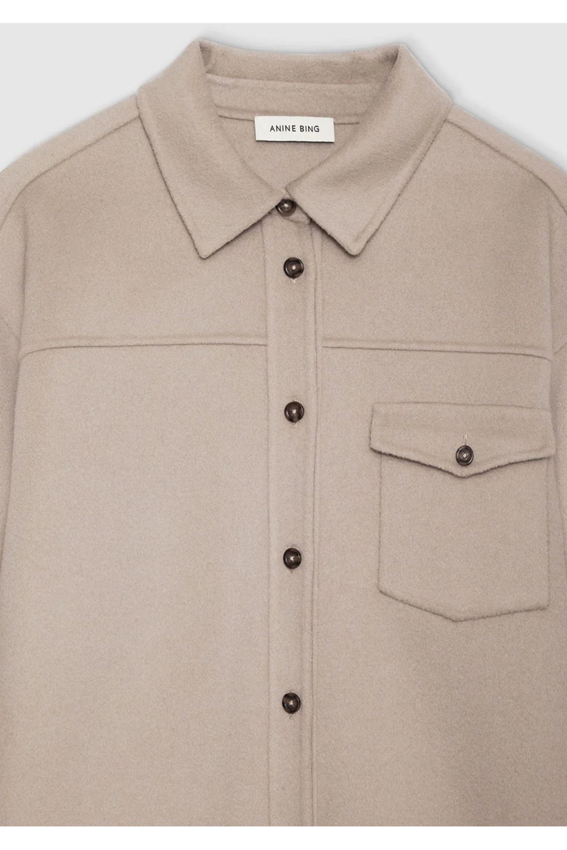 Sloan Shirt in Taupe Cashmere Blend by Anine Bing