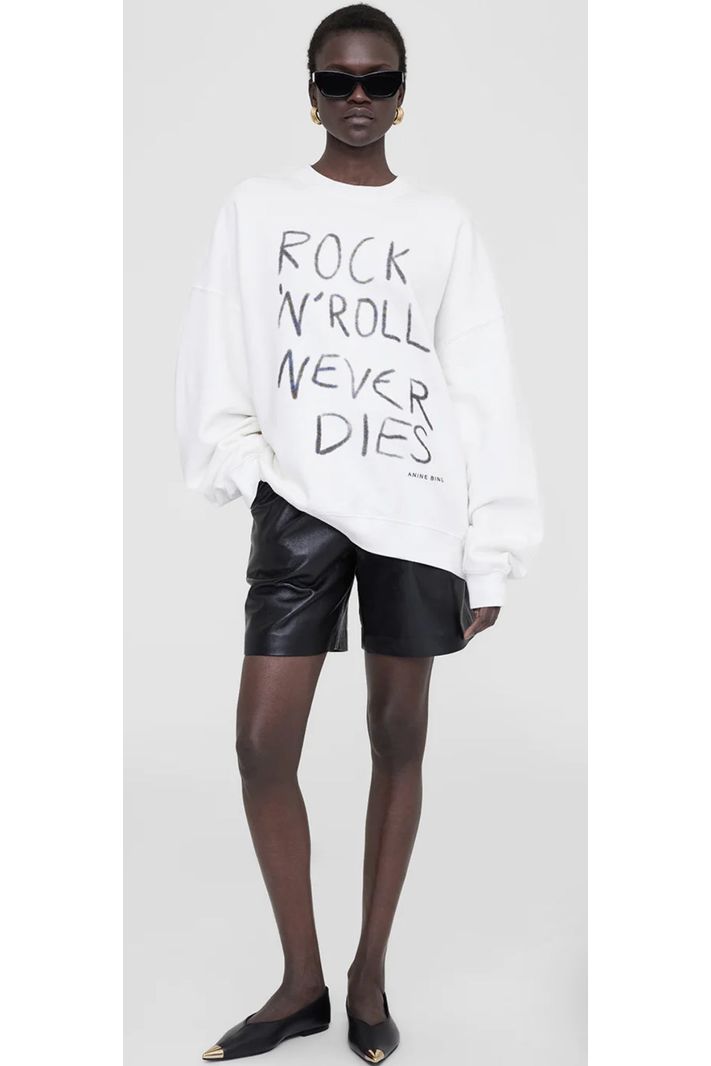 Miles Sweatshirt Rock N Roll in Ivory by Anine Bing