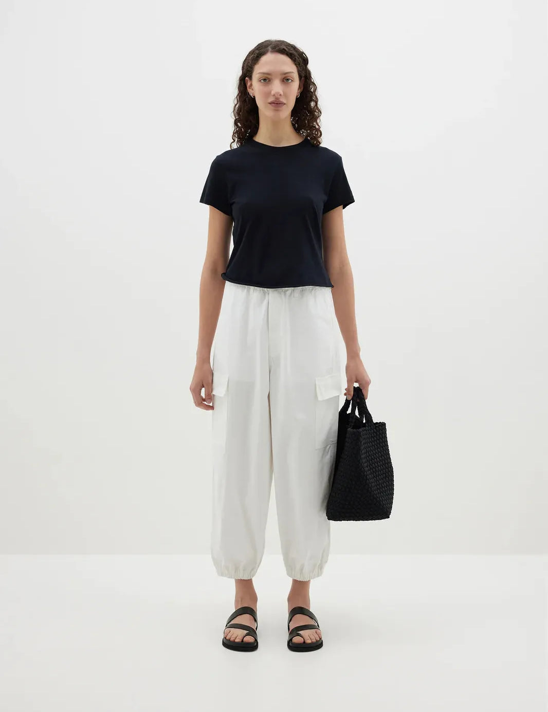 Cotton Canvas Cargo Pant in White