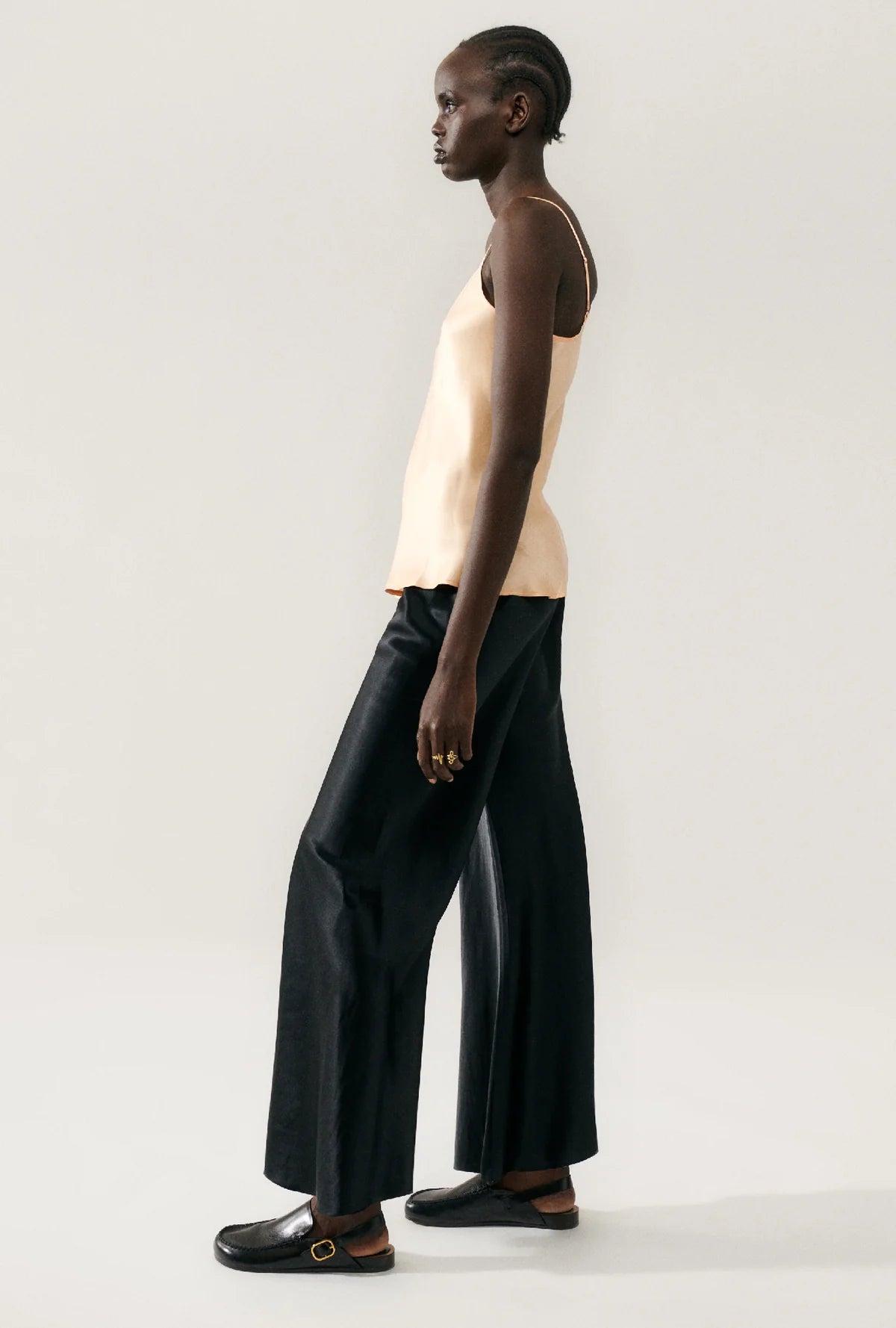 Wide Bias Pant Raw Edge in Black by Silk Laundry