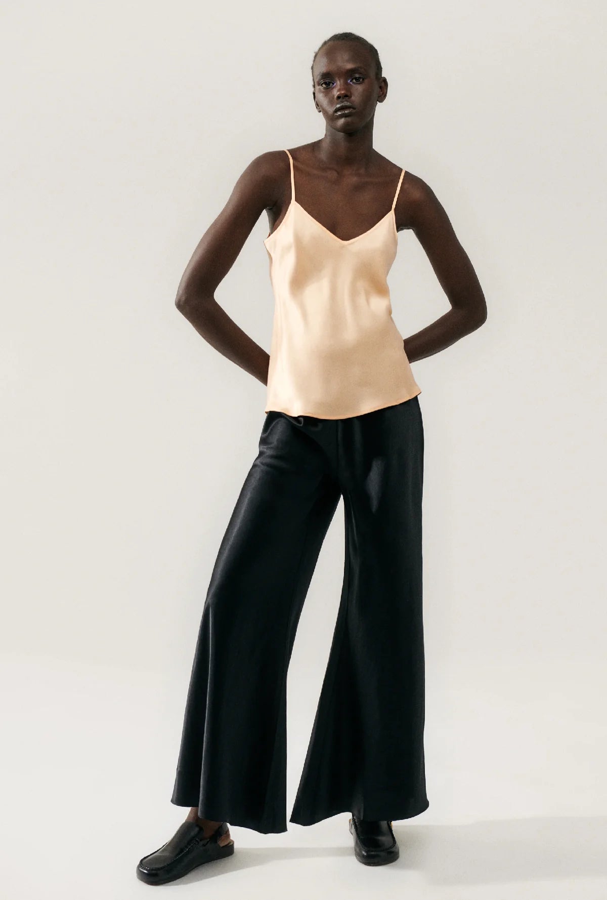 Wide Bias Pant Raw Edge in Black by Silk Laundry