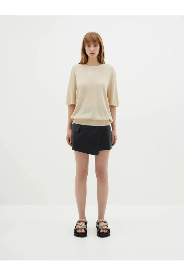 Cotton Linen Fine Knit Tshirt by Bassike