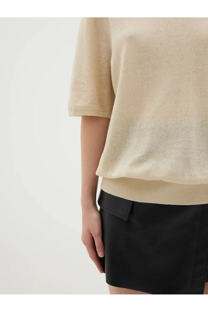 Cotton Linen Fine Knit Tshirt by Bassike