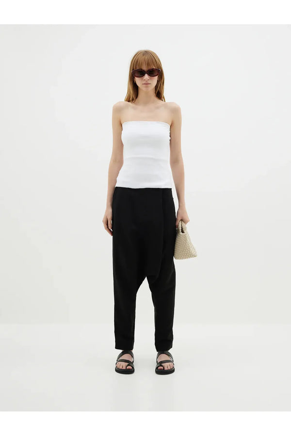 Viscose Linen Wrap Pant in Black by Bassike
