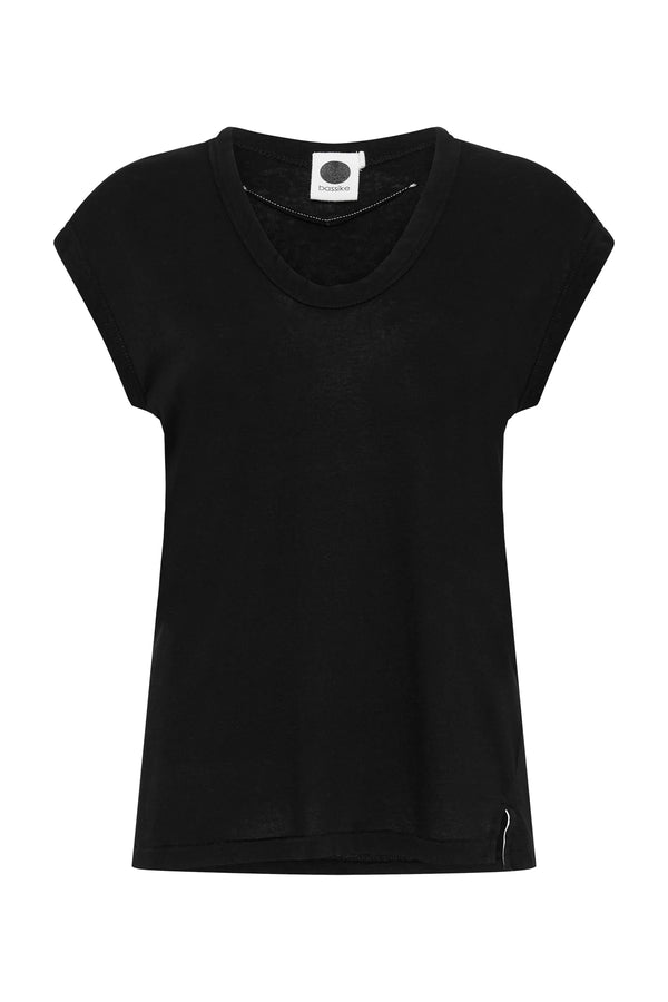 Scoop Neck Muscle Tank in Black by Bassike