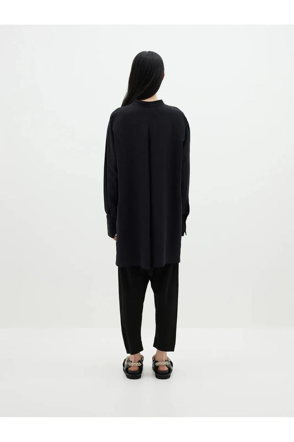 Viscose Linen Popover Shirt in Black by Bassike
