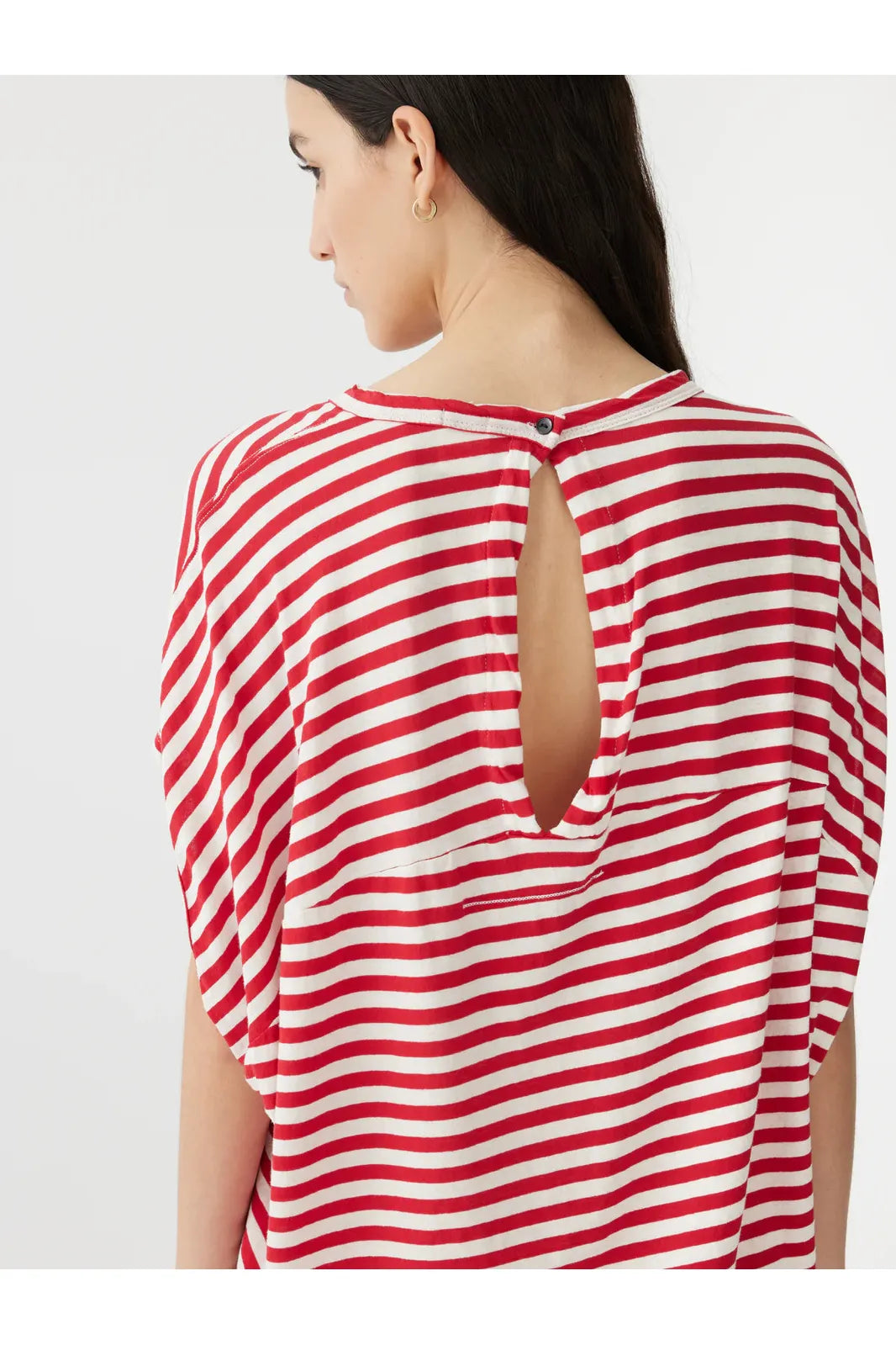 Stripe Slouch Circle Tank in Red/ Undyed by Bassike