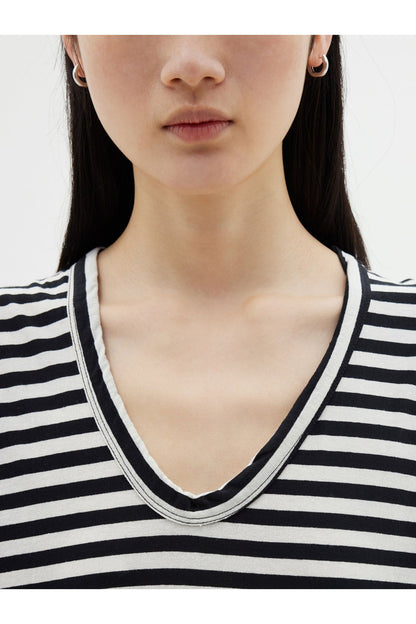 Stripe Scoop Muscle Tank in Black / Undyed