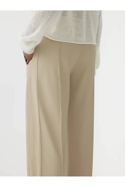 Twill Pinstitch Detail Pant in Light Tan by Bassike