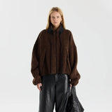 Boiled Wool Zip Chocolate