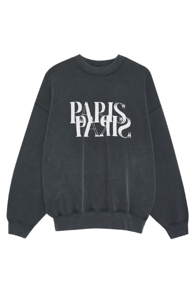 Jaci Sweatshirt Paris in Washed Black by Anine Bing