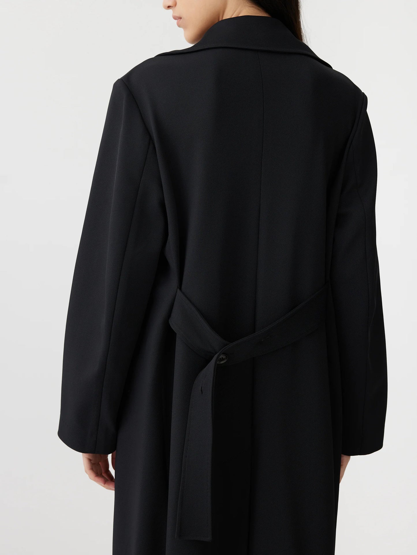 Stretch Twill Trench Coat in Black