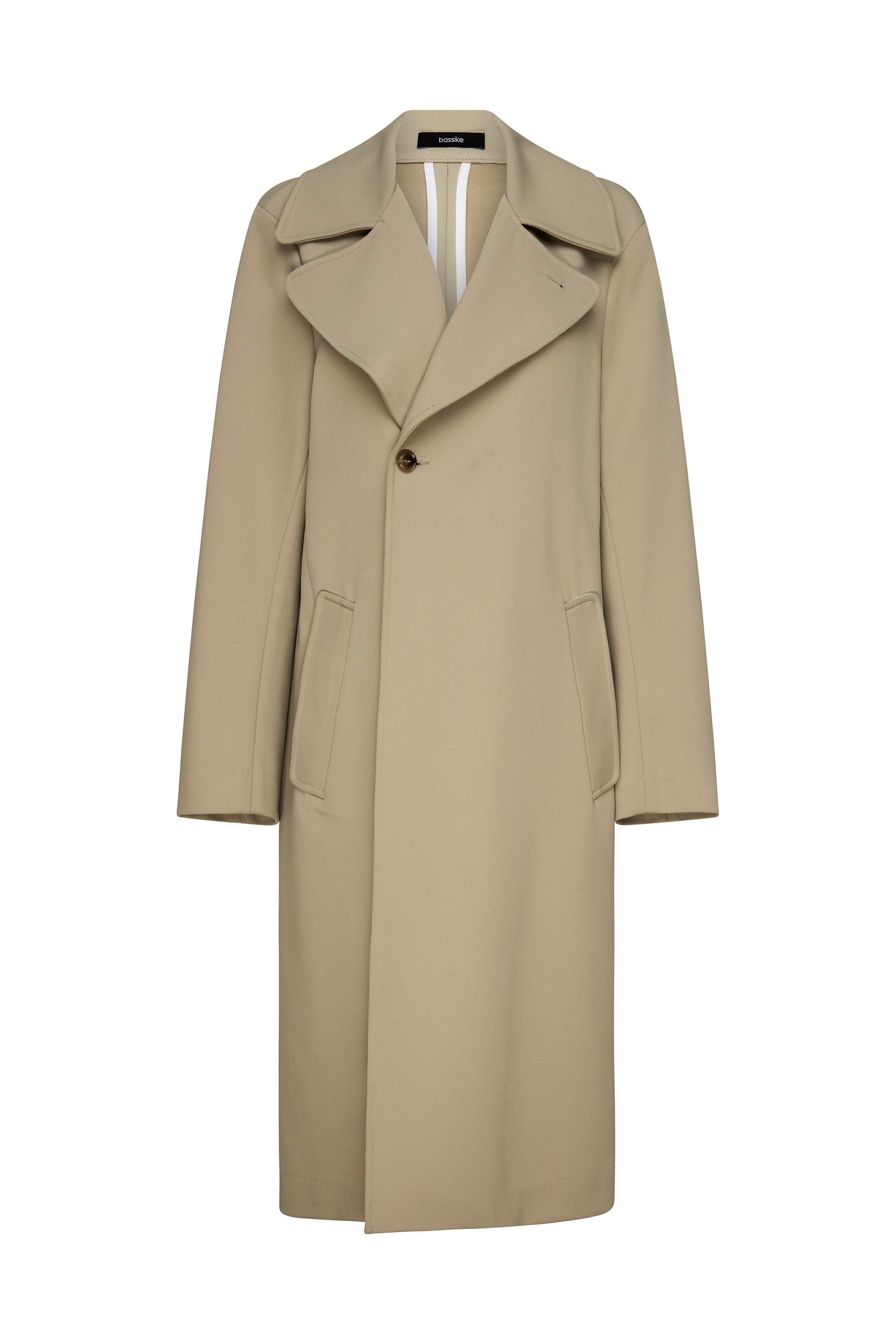 stretch twill coat in light tan product 