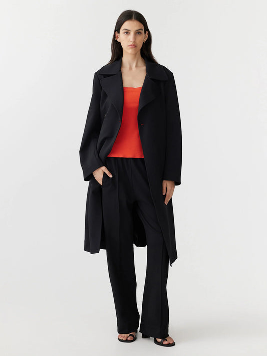 Stretch Twill Trench Coat in Black