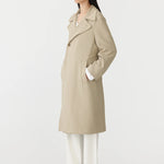 stretch twill coat in light tan - side 