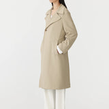 stretch twill coat in light tan - side 