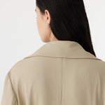 stretch twill coat in light tan back