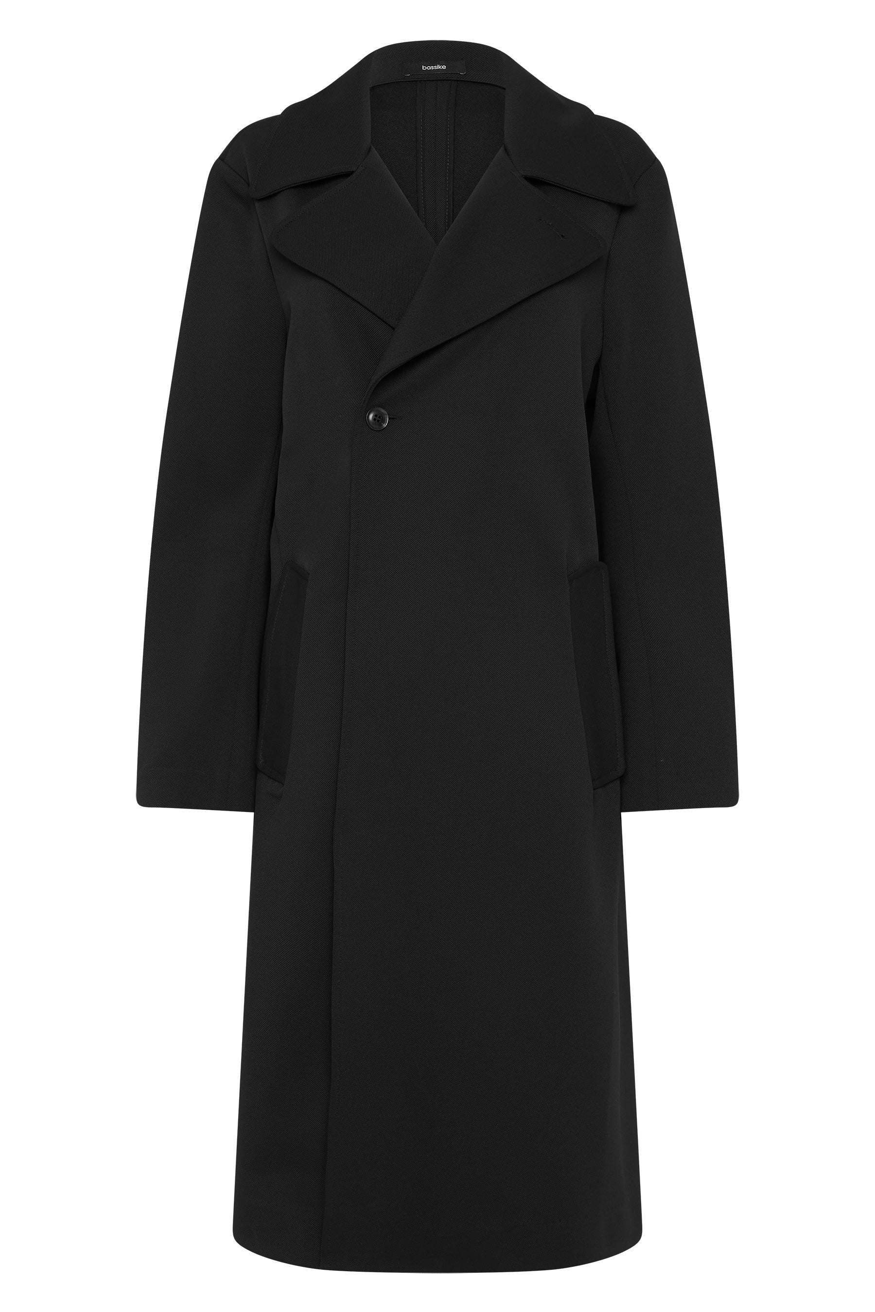 Stretch Twill Trench Coat in Black