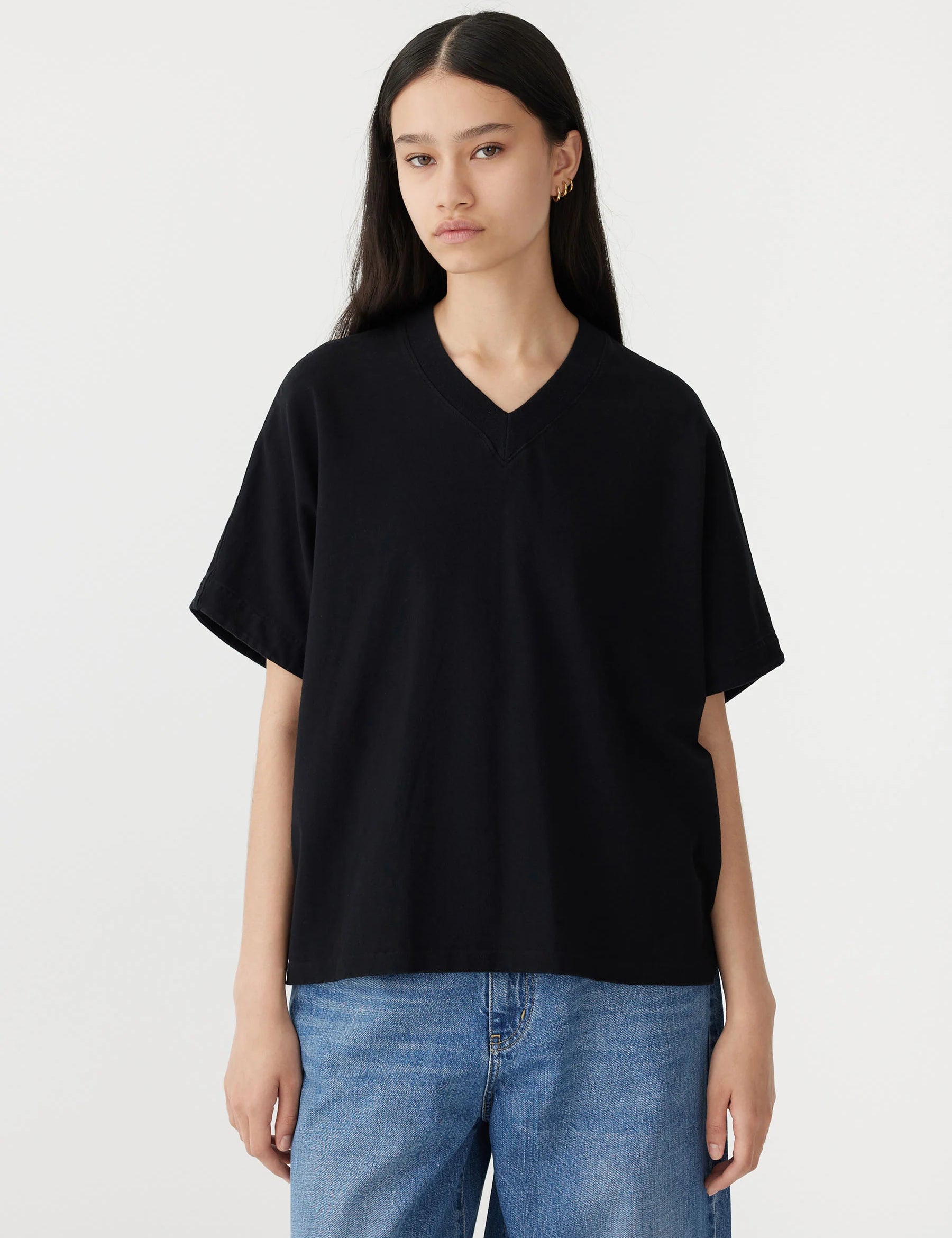 Boxy V Neck Short Sleeve T-shirt