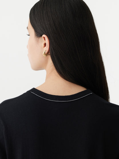 Asymmetric Long Sleeve T-shirt in Black