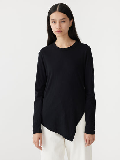 Asymmetric Long Sleeve T-shirt in Black