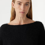 Boxy Mohair Boatneck Knit in Black
