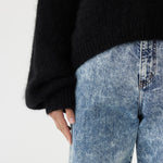 Boxy Mohair Boatneck Knit in Black