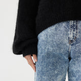 Boxy Mohair Boatneck Knit in Black